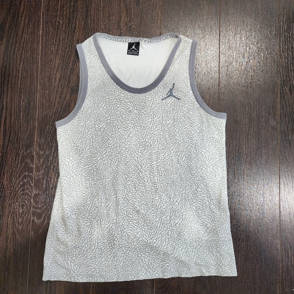 Men's Jordan Elephant Print Tank - White/Grey Medium